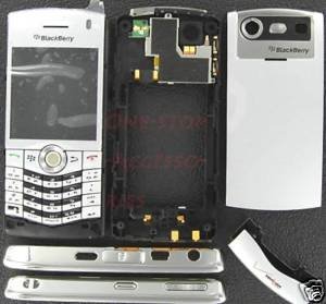 Silver Verizon OEM Rim BlackBerry 8130 Pearl Full Housing Case