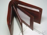 Men's Man's Bi-fold Bifold Fine Cow Hide Leather Wallet Brown