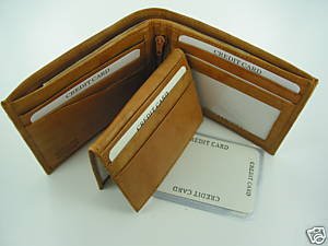 Men's Cow Hide Fine Genuine Leather Bifold Wallet Tan