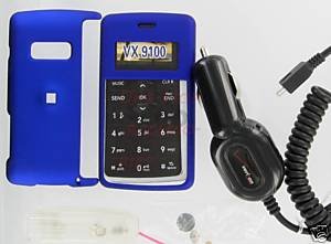 Verizon OEM Car DC Charger+Blue Snap-On Case LG enV2 VX9100
