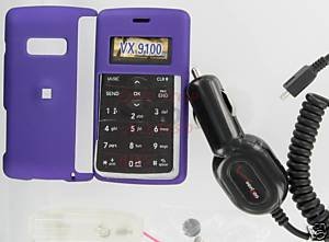Verizon OEM Car DC Charger+Purple Snap-On Case LG enV2 VX9100
