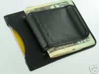 Fine Leather Credit Card ID Cash Holder Belt Money Clip