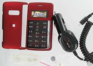 Verizon OEM Car DC Charger+Red Snap-On Case LG enV2 VX9100