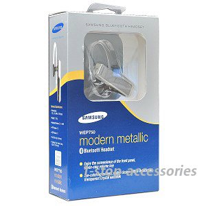 New Silver Metallic Samsung Bluetooth WEP750 Headset