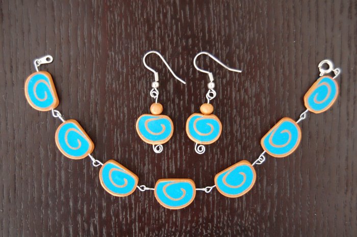 Blue & Gold Bracelet & Earring