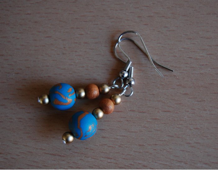 Blue & Gold Earring
