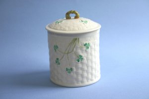 Belleek SHAMROCK Marmalade Jar, 3rd Green Mark Mint