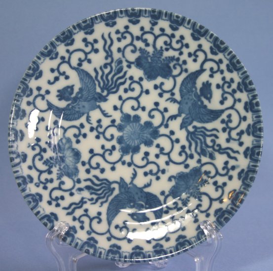 Japan blue & white Phoenix Bird/Flying Turkey/Howo 7" Salad/Dessert Plates