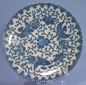 Japan blue & white Phoenix Bird/Flying Turkey/Howo 7" Salad/Dessert Plates