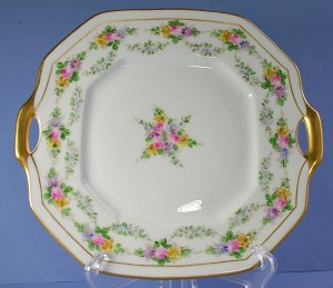 Bernardaud - B & Co Limoges France Hand Painted Cake Plate by Walter Wilson