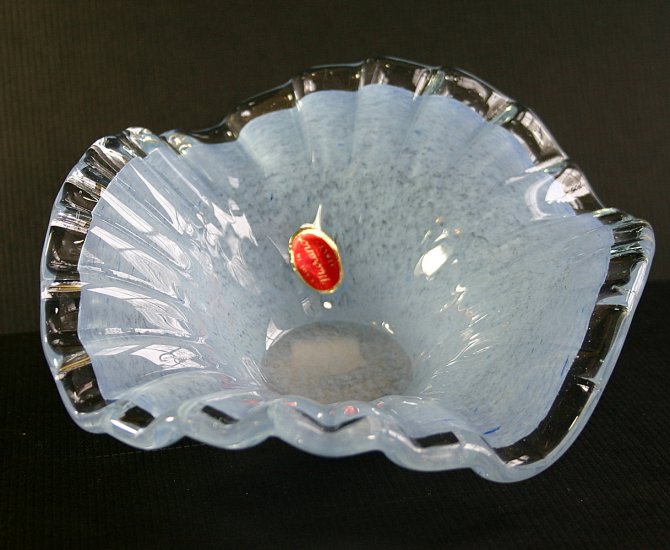 Mid-Century Murano Italian Art Glass Light Blue 7" Bon Bon Bowl