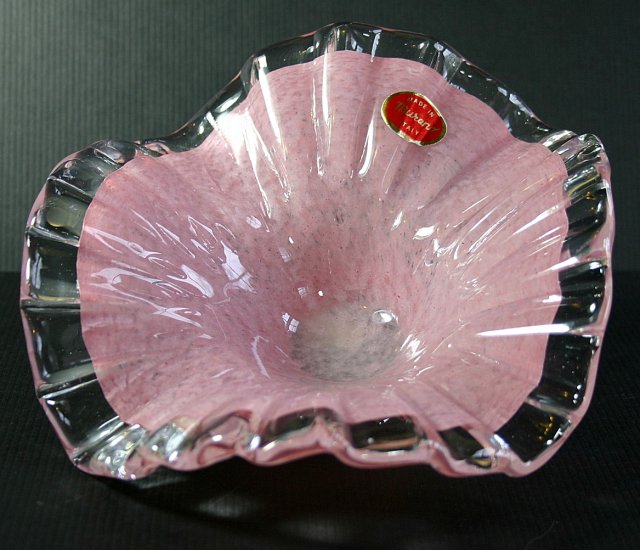 Mid-Century Murano Italian Art Glass Light Pink 7" Bon Bon Bowl