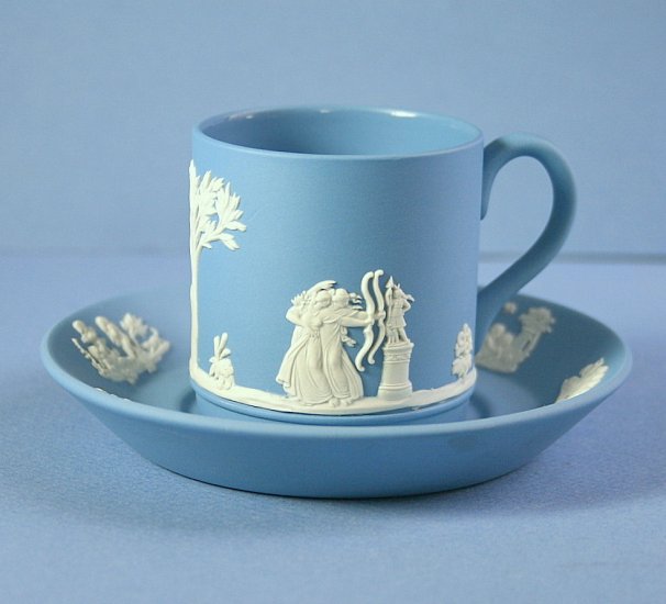 Wedgwood Nike and Warrior Cream On Lavender Demitasse Cup & Saucer