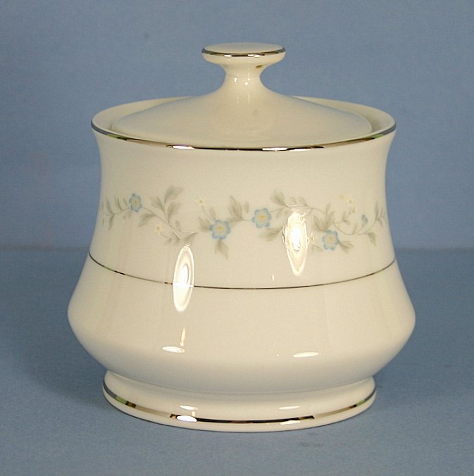 Japan China Forget Me Not Blue Sugar Bowl & Lid