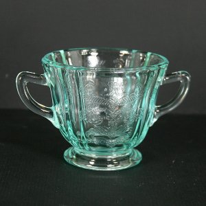 Indiana Glass Recollection Madrid - Green (Teal) Footed Open Sugar Bowl