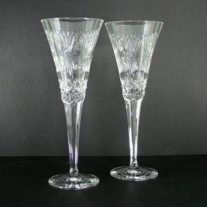 Waterford Millennium Pair of Prosperity 9" Fluted Champagne Glasses