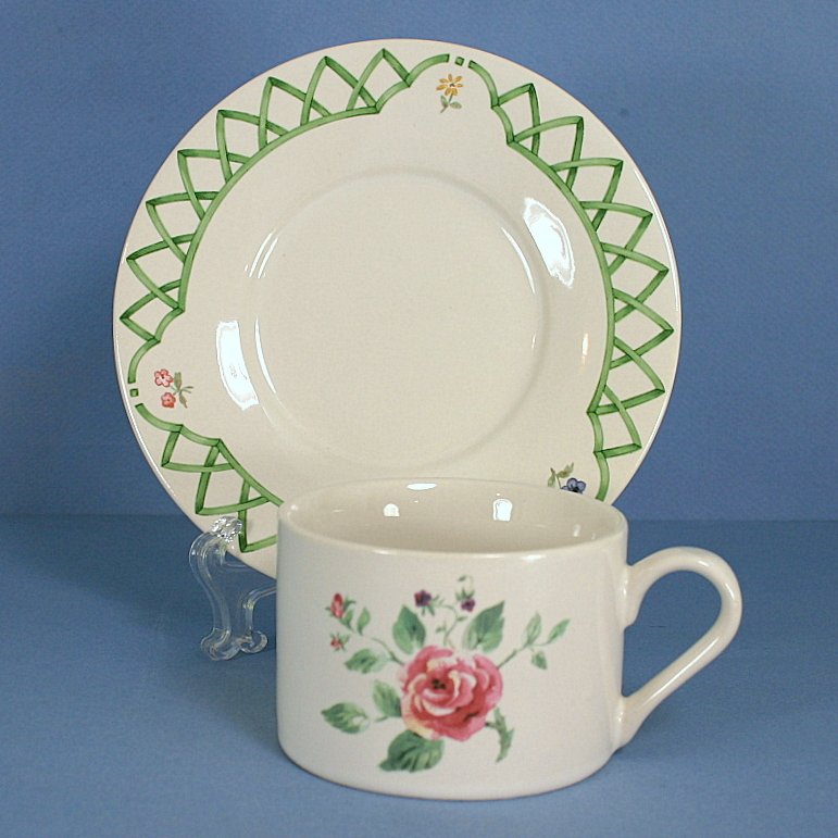 Pfaltzgraff Garden Trellis Flat Cup & Saucer Set