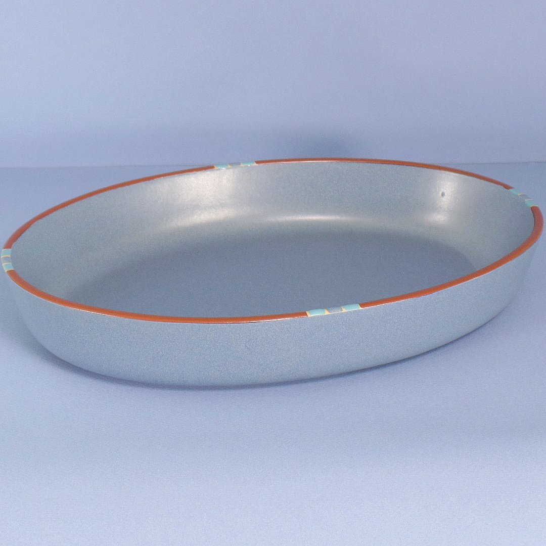 Dansk Mesa Sky Blue Oval Baker - 12 in