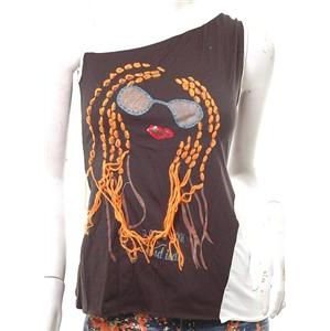 NEW UNIQUE COLLAGE ART DIY ASYMM B&W TOP FREE WORLDWIDE SHIP