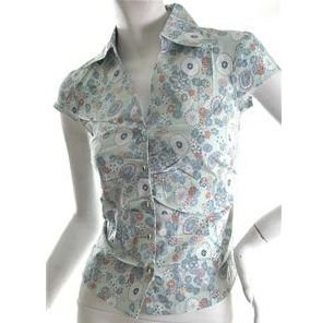 NEW UNIQUE KIMONO PRINT WAIST CINCH PLEATED SHIRT TOP