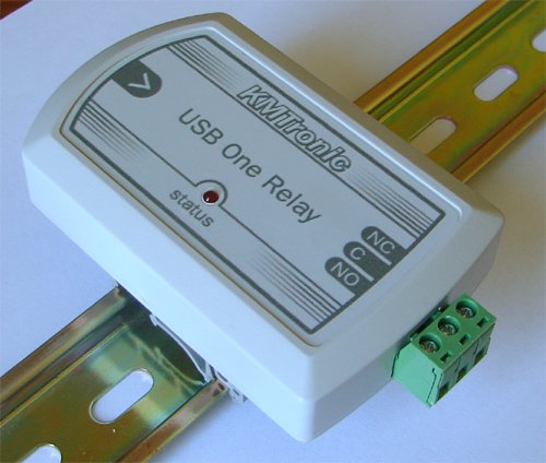 USB One Channel Relay Controller Boxed with clips for DIN mount rail