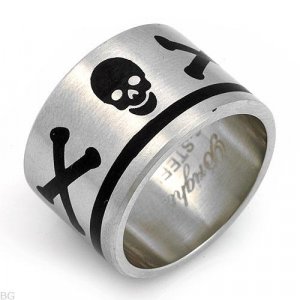 Skull Wedding Bands on Stainless Steel Mens Skull Crossbone Biker Ring Size 14