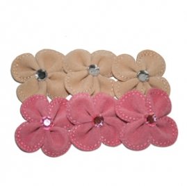 Maya Road Suede Stitched Blossoms pink & cream