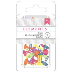 American Crafts Elements Brads .1875" 50/Pkg-brights-366341