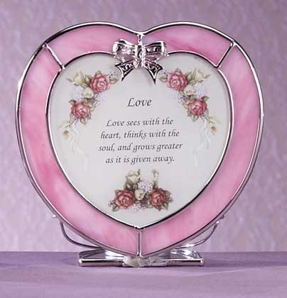 Glass "love" Heart Shaped Plaque Candle Holder