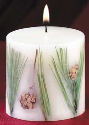Pine Scented Christmas Pillar Candle