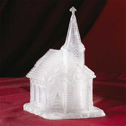 Lighted LED Christmas Church Multi Color Frosted