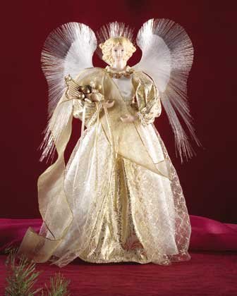 Fiber Optic Angel Christmas Tree Topper Gold