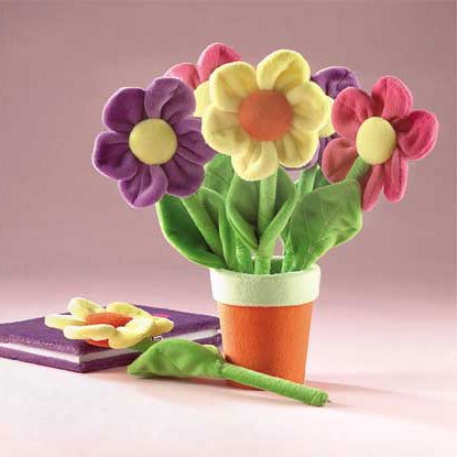 Plush Flower Pen In Pot Holder