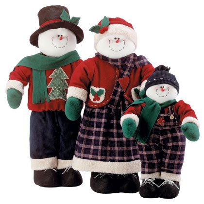 Fabric Snowman Family Plush Christmas Set Of 3
