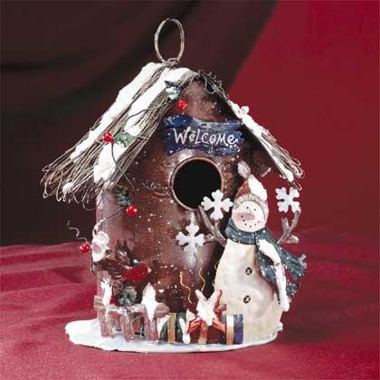 Christmas Snowman Bird Bed And Breakfast Sculpture