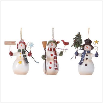 Snowman Trio Christmas Tree Ornaments Set Of 3