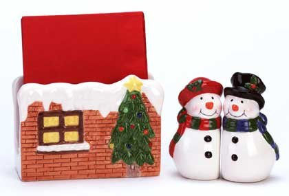 Snowman Set For Your Table Napkin Holder Salt Pepper Shakers