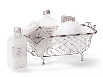 Gift Set In Wire Bath Tub Gel Lotion Pumice More