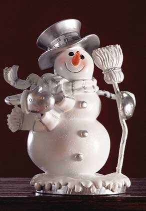 Snowman With Broom Figurine