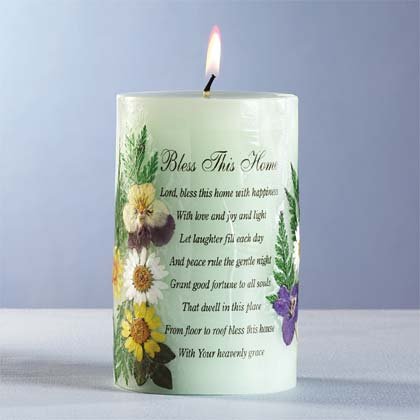 Green Bless This Home Candle