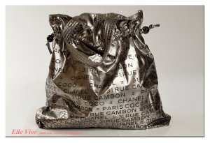 COCO Chanel Silver Vinyl hobo handbag
