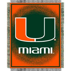 Miami Florida Hurricanes Triple Woven Jacquard NCAA Throw by Northwest MSRP $40.00