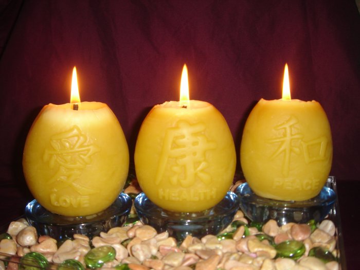 Love Health Peace (set of 3) - pure beeswax