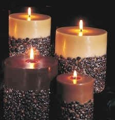 HUGE 3 wick pilar candle.Triple-scented and decorated with real coffee beans