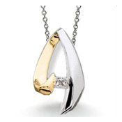 2 Tone Rhodium/Gold pendant with white CZ diamond