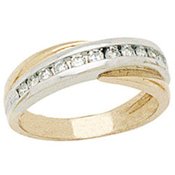2 Tone Rhodium/Gold Cross Ring With White CZ Diamond Size 7
