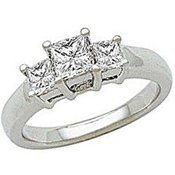 ELegant Square Cut Sterling Silver White CZ Ring Size 7