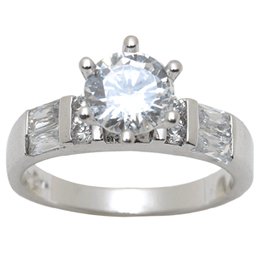 Brilliant Round Cut Sterling Silver White CZ Ring Size 8