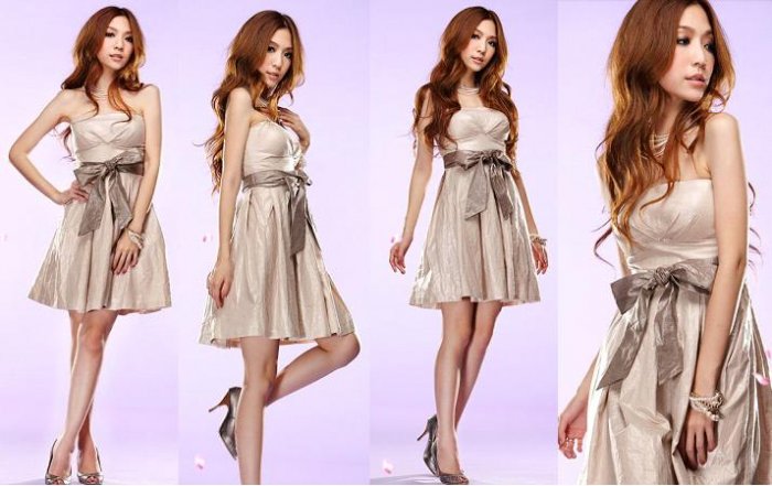 Elegant Bud Chest Shining Satin Cocktail Dress