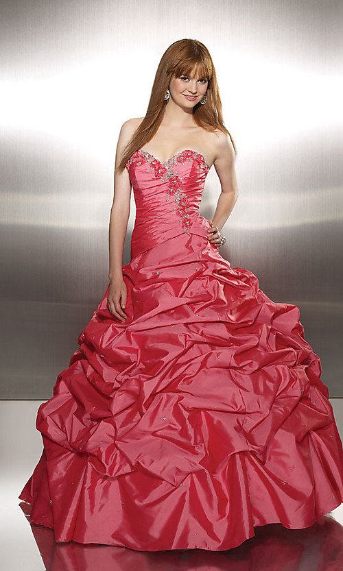 Sweetheart Dimensional Flowers Taffeta Ball Gown Luxury Prom Dress Sexy